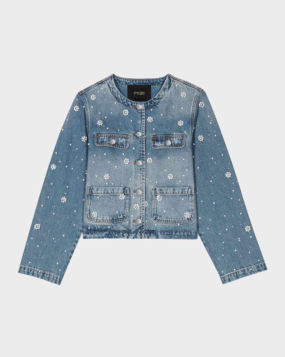 Berla Embellished Faded Denim Jacket